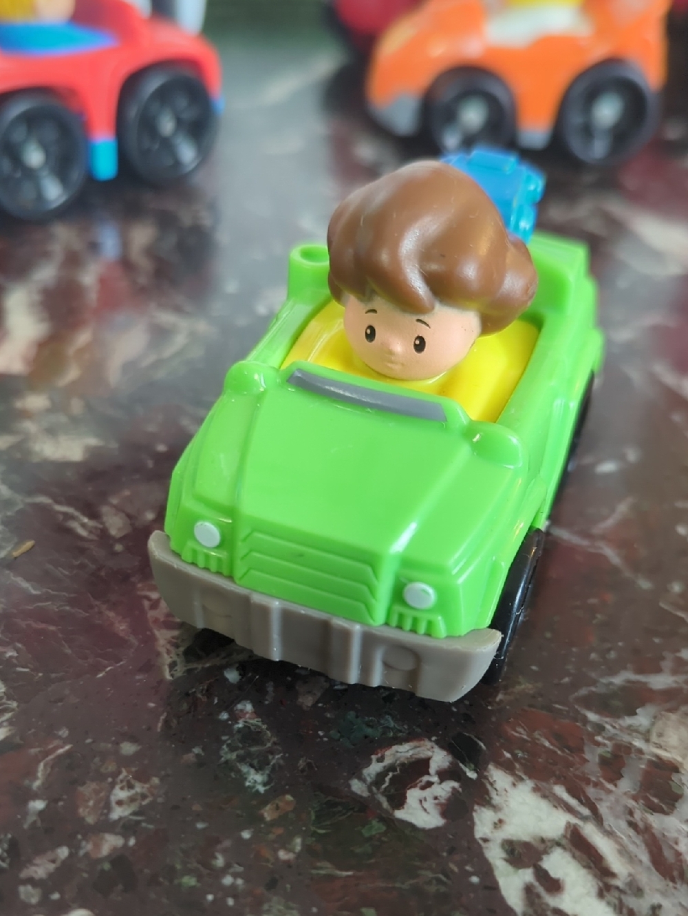 Little People - Green Toy Car with Driver - Kids Vehicle Figure